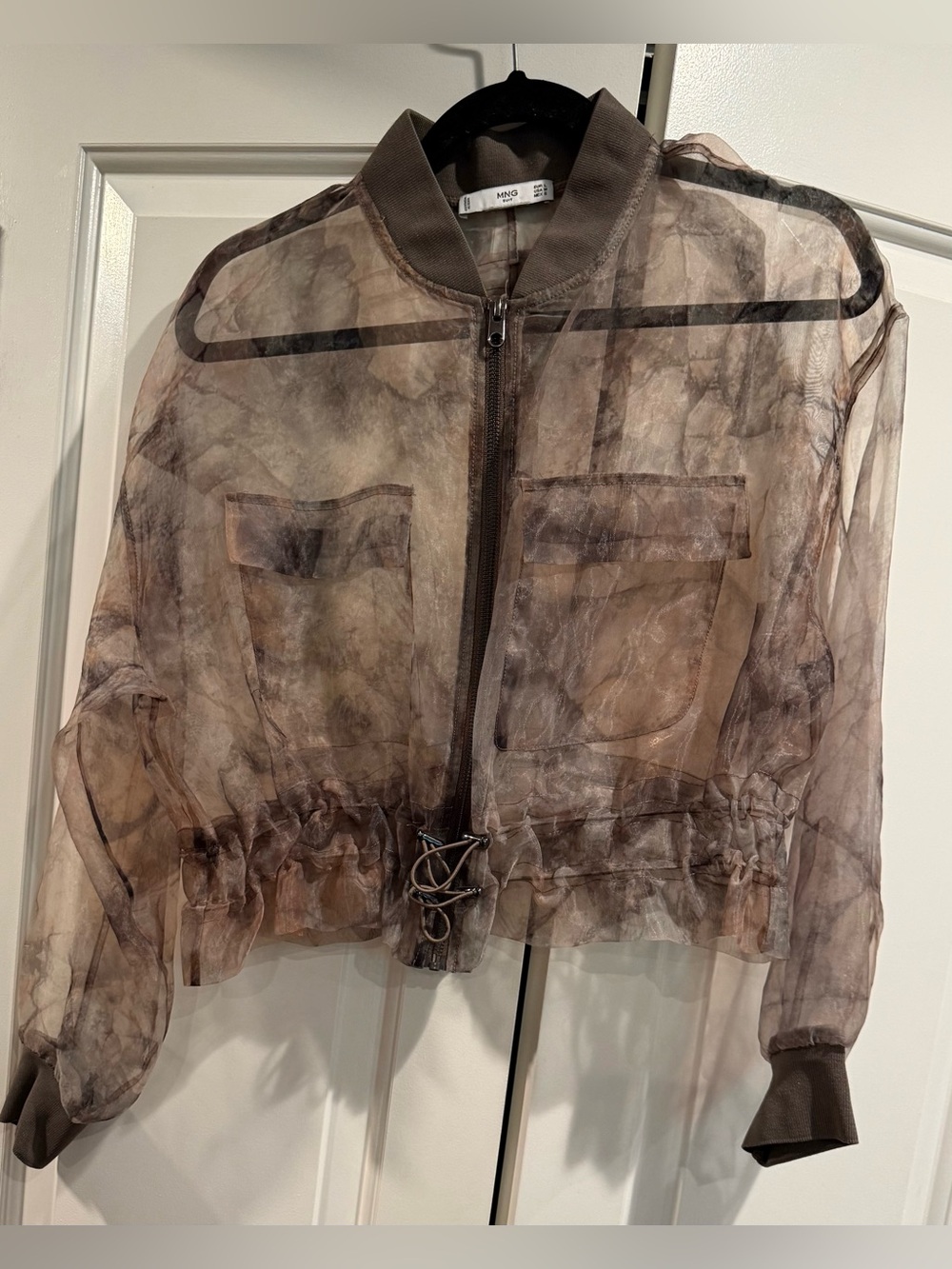 Mango Sheer Brown Bomber Jacket